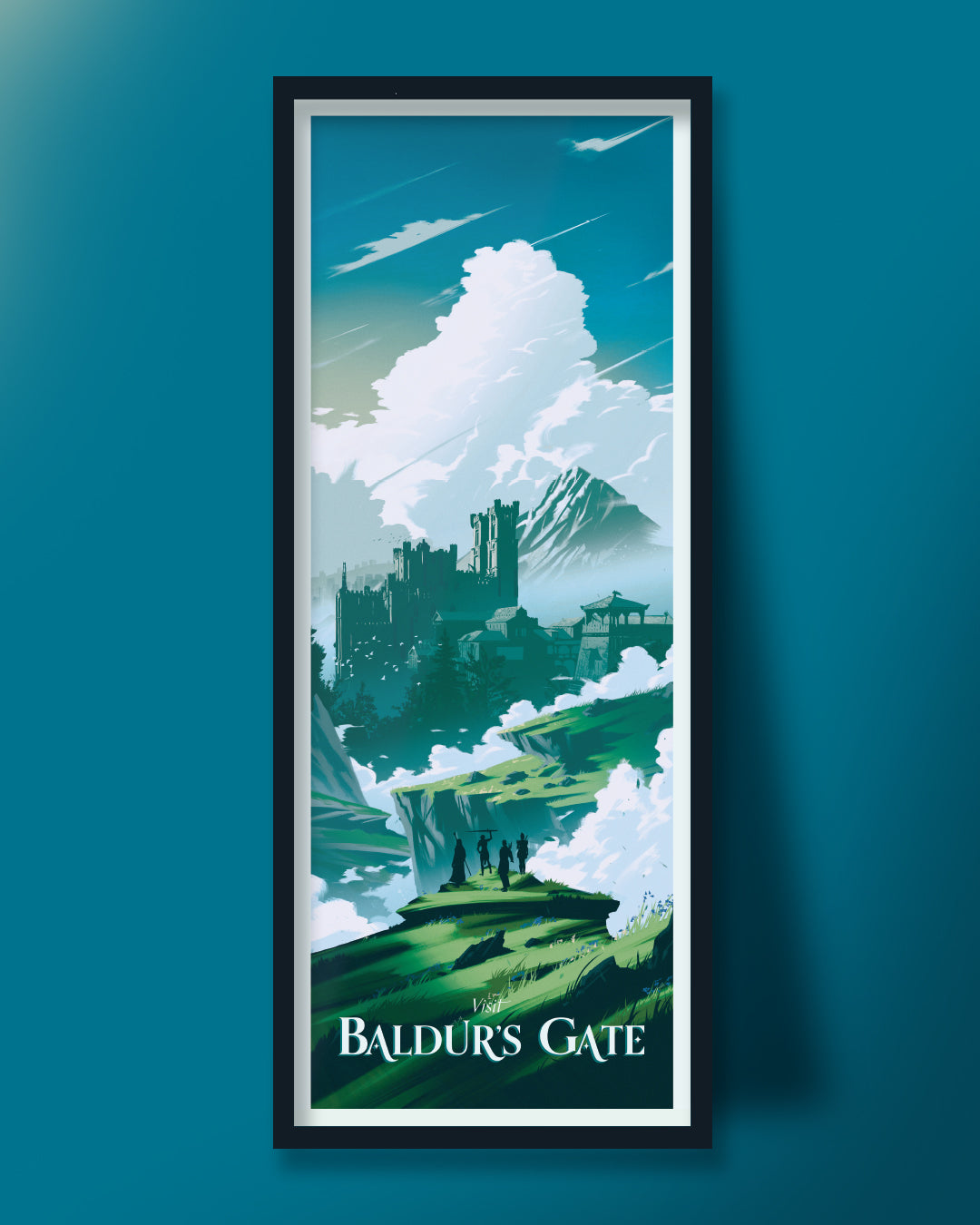 Vintage Baldur’s Gate travel poster 8.5x22 archival print