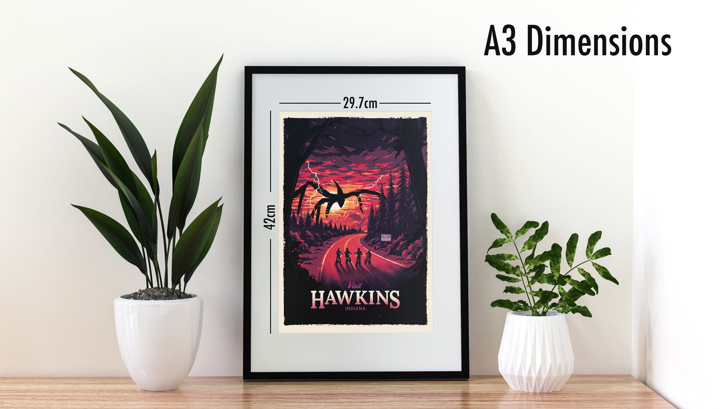 Visit Hawkins - Stranger Things Travel Poster Art