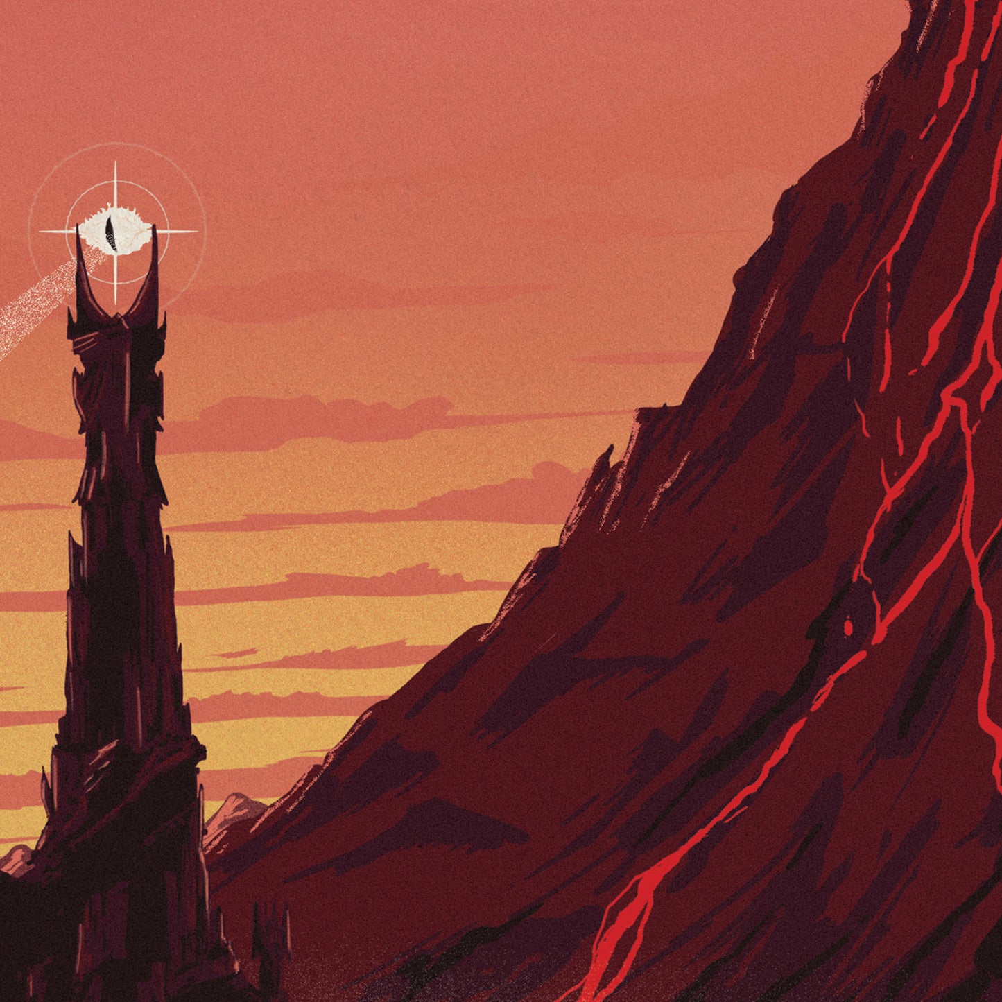 Mordor Travel Poster | 8.5" x 22" Panoramic Fantasy Wall Art |