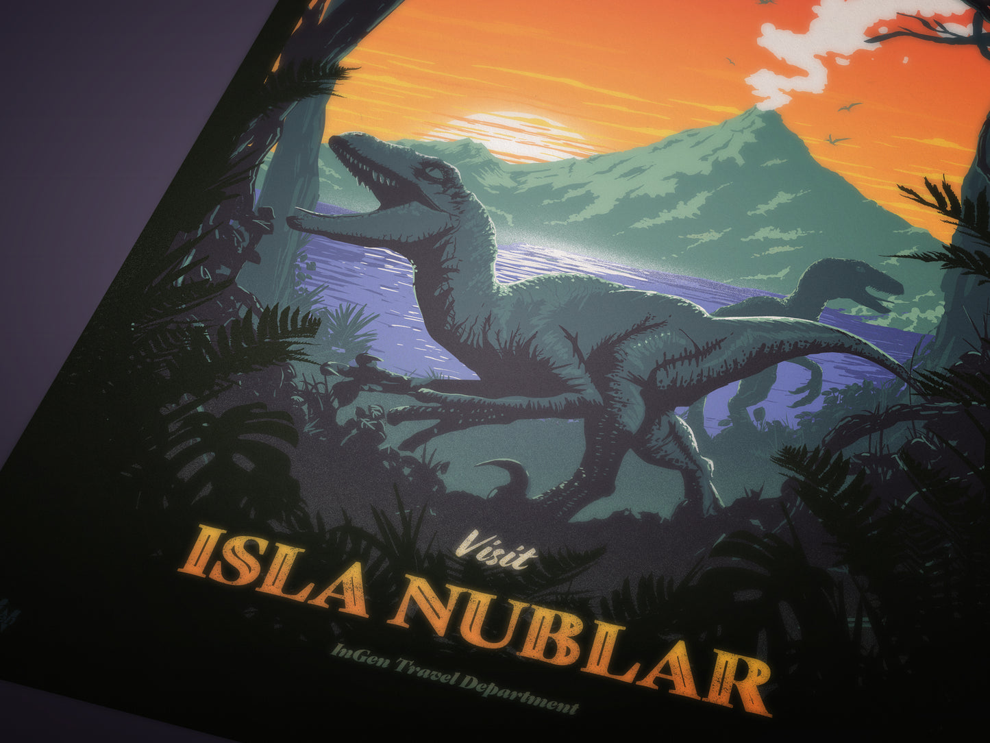 Isla Nublar Travel Poster - Jurassic Park Vintage Travel Poster Art