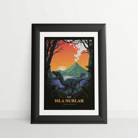 Isla Nublar Travel Poster - Jurassic Park Vintage Travel Poster Art