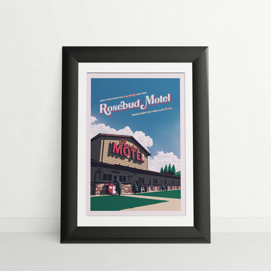 Rosebud Motel Travel Poster  -  Vintage Travel Poster Art